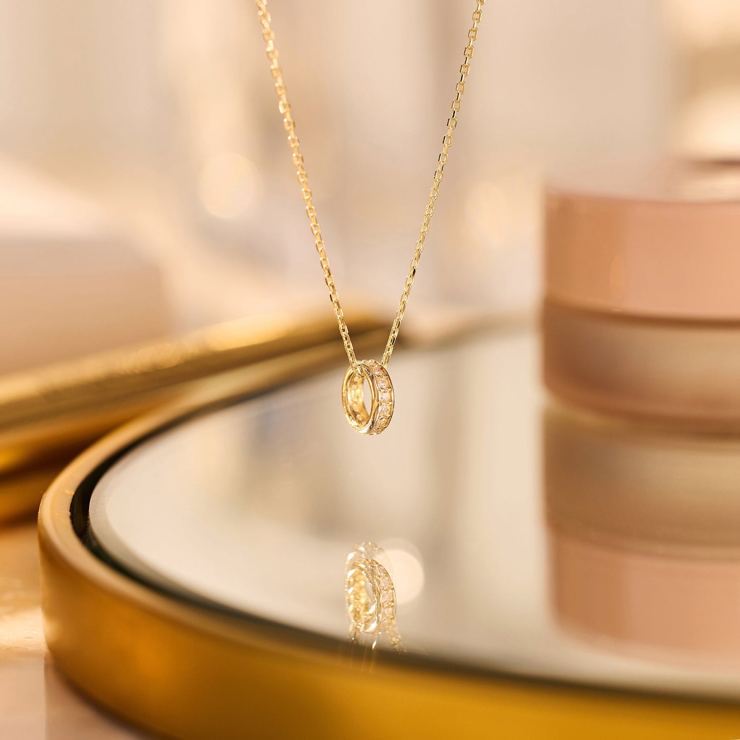 Cubic Zirconia Ring Pendant Necklace