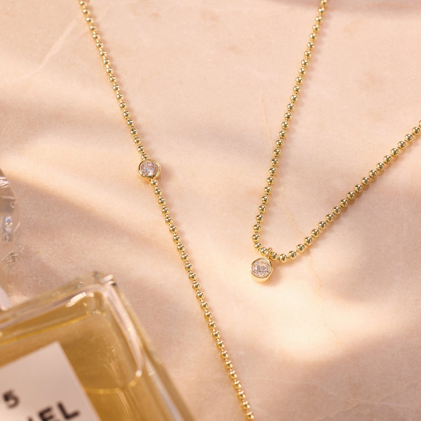 Solo Bezel Set Moissanite  Beaded Bracelet