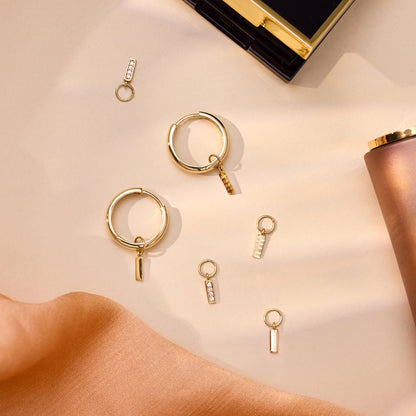 Pav¨¦ Cubic Zirconia Bold Bar Hoop Charm