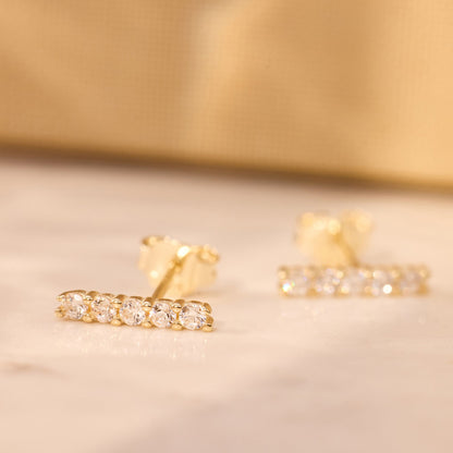 Pav¨¦ Cubic Zirconia Bar Studs