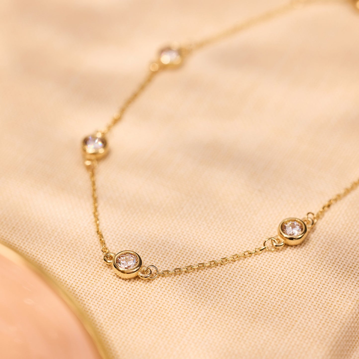 Stationed Bezel Set Cubic Zirconia Bracelet