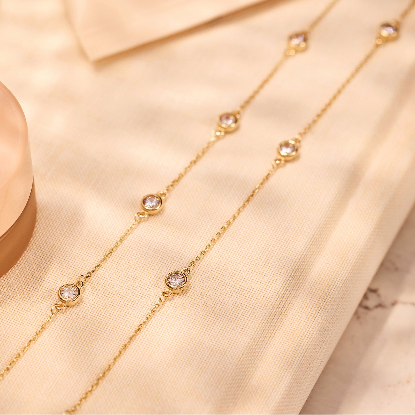 Stationed Bezel Set Cubic Zirconia Necklace