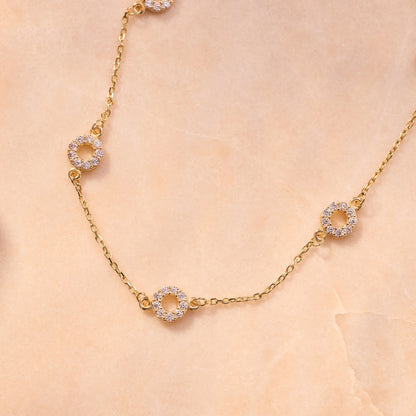 Stationed Pav¨¦ Cubic Zirconia Halo Bracelet