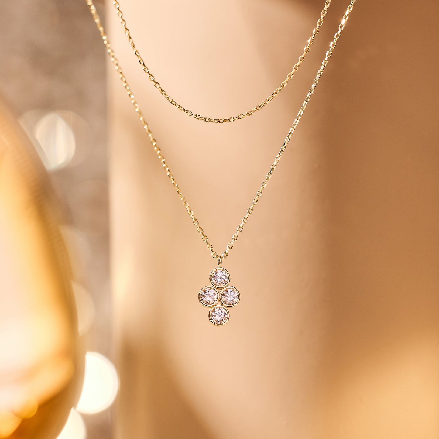 Moissanite Flower Pendant Necklace