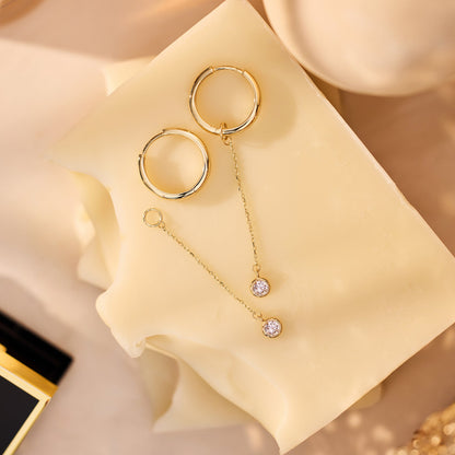 Round Cut Cubic Zirconia Drop Hoop Charm
