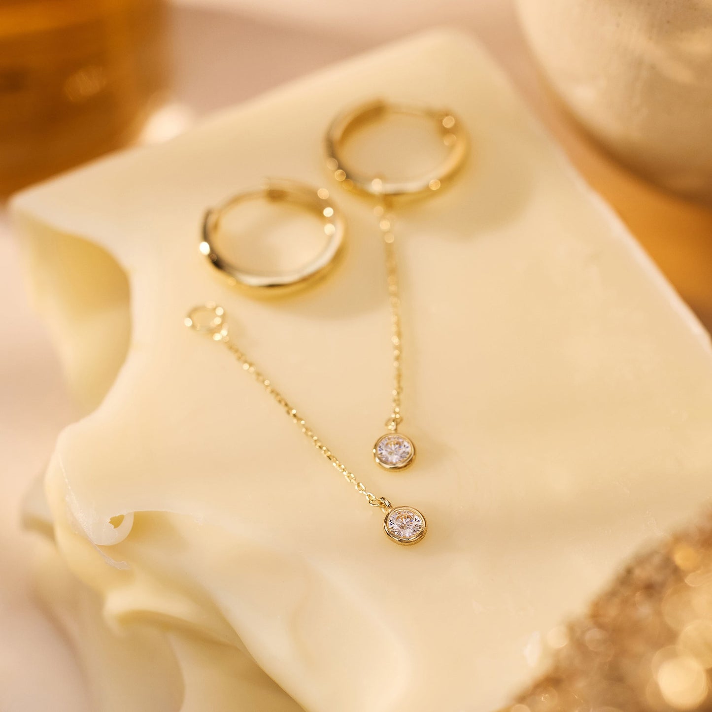 Round Cut Cubic Zirconia Drop Hoop Charm