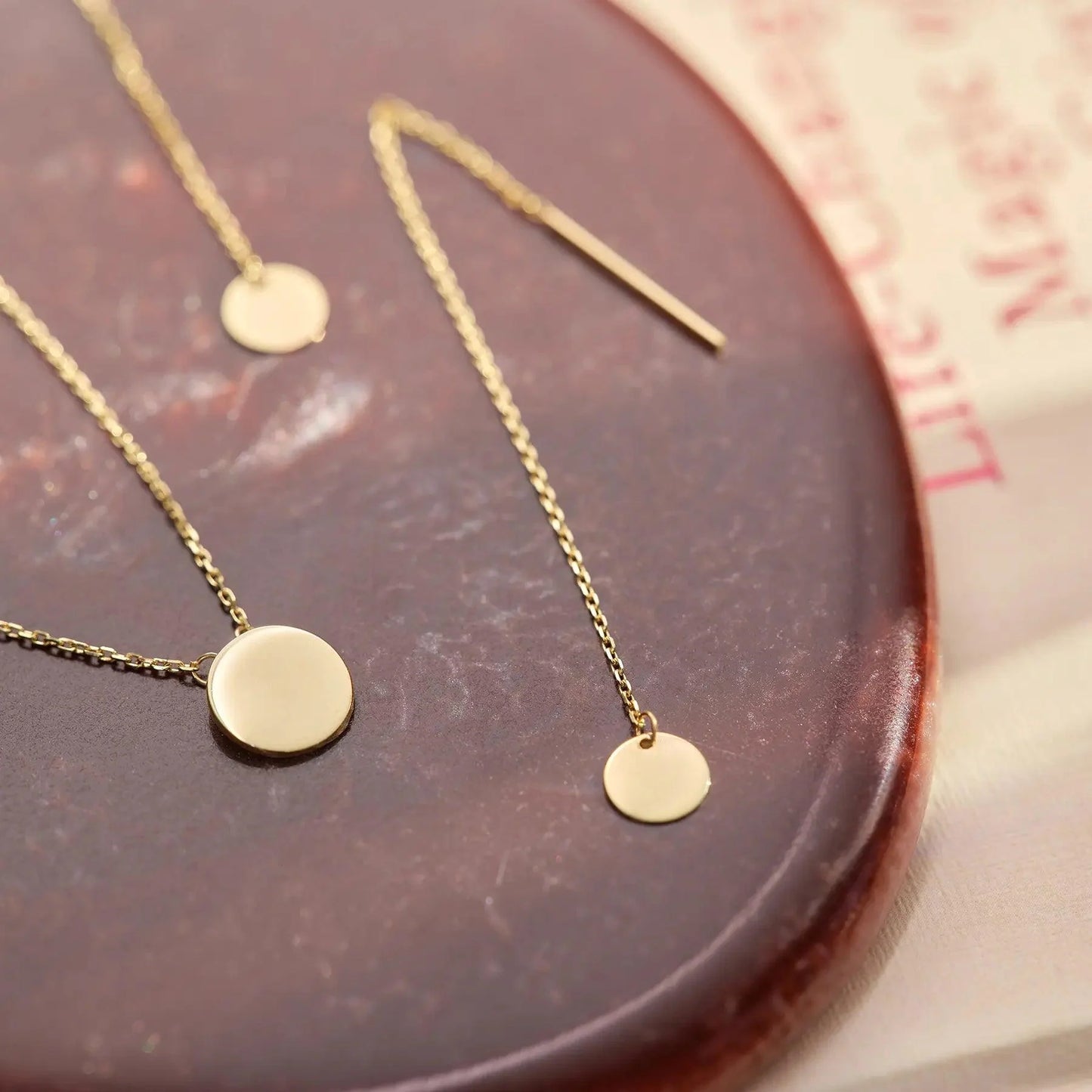 Coin Pull Through Drop Earrings