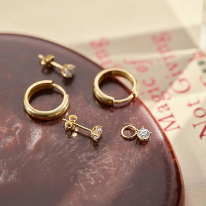 Round Cut Moissanite Hoop Charm