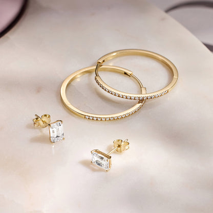 Pav¨¦ Zirconia Large Hoops Earrings Set