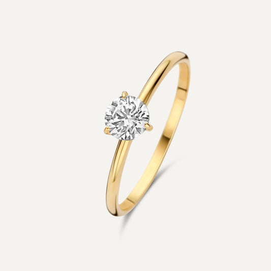 Three Prong Round Cut Moissanite Ring