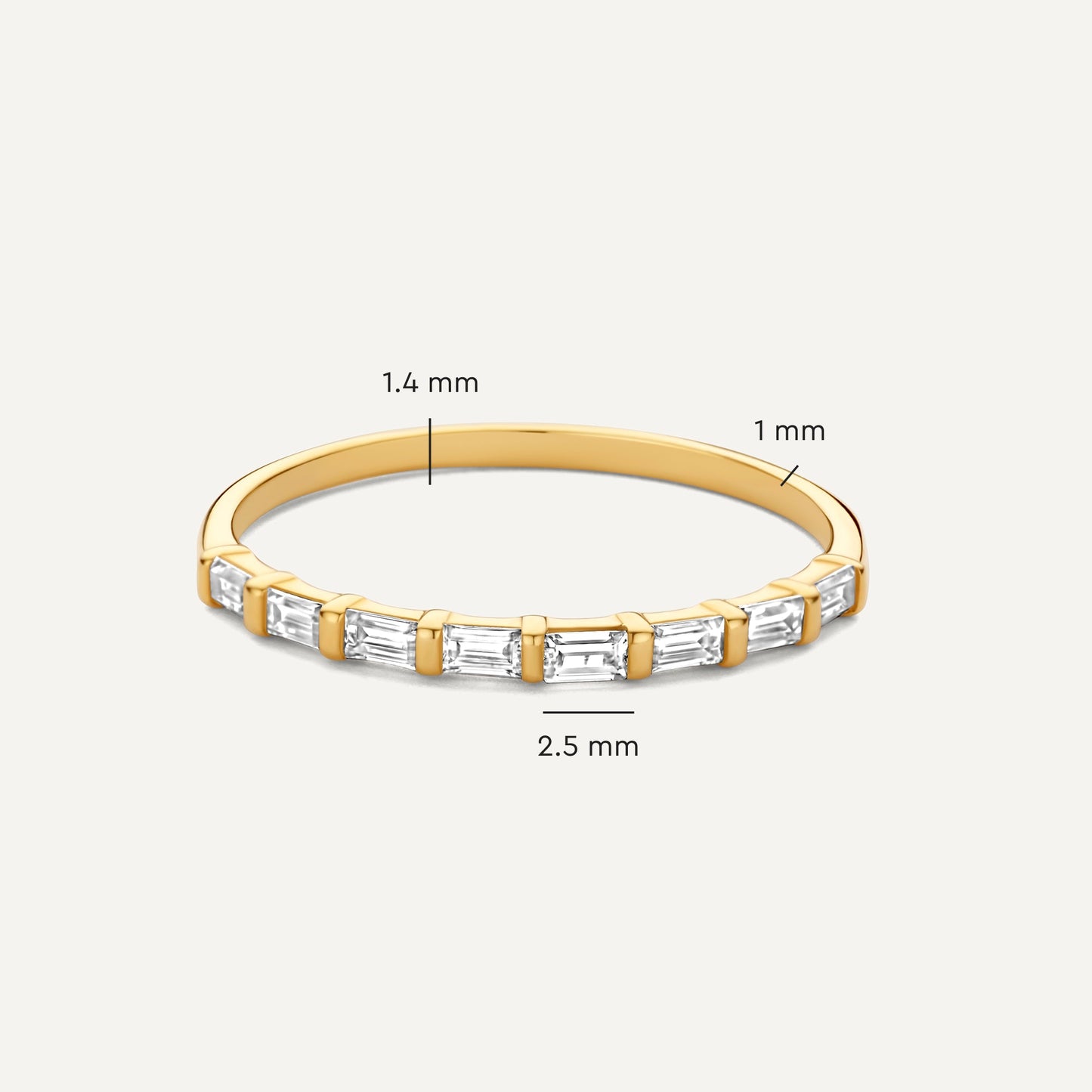 Baguette Cut Cubic Zirconia Half Eternity Ring