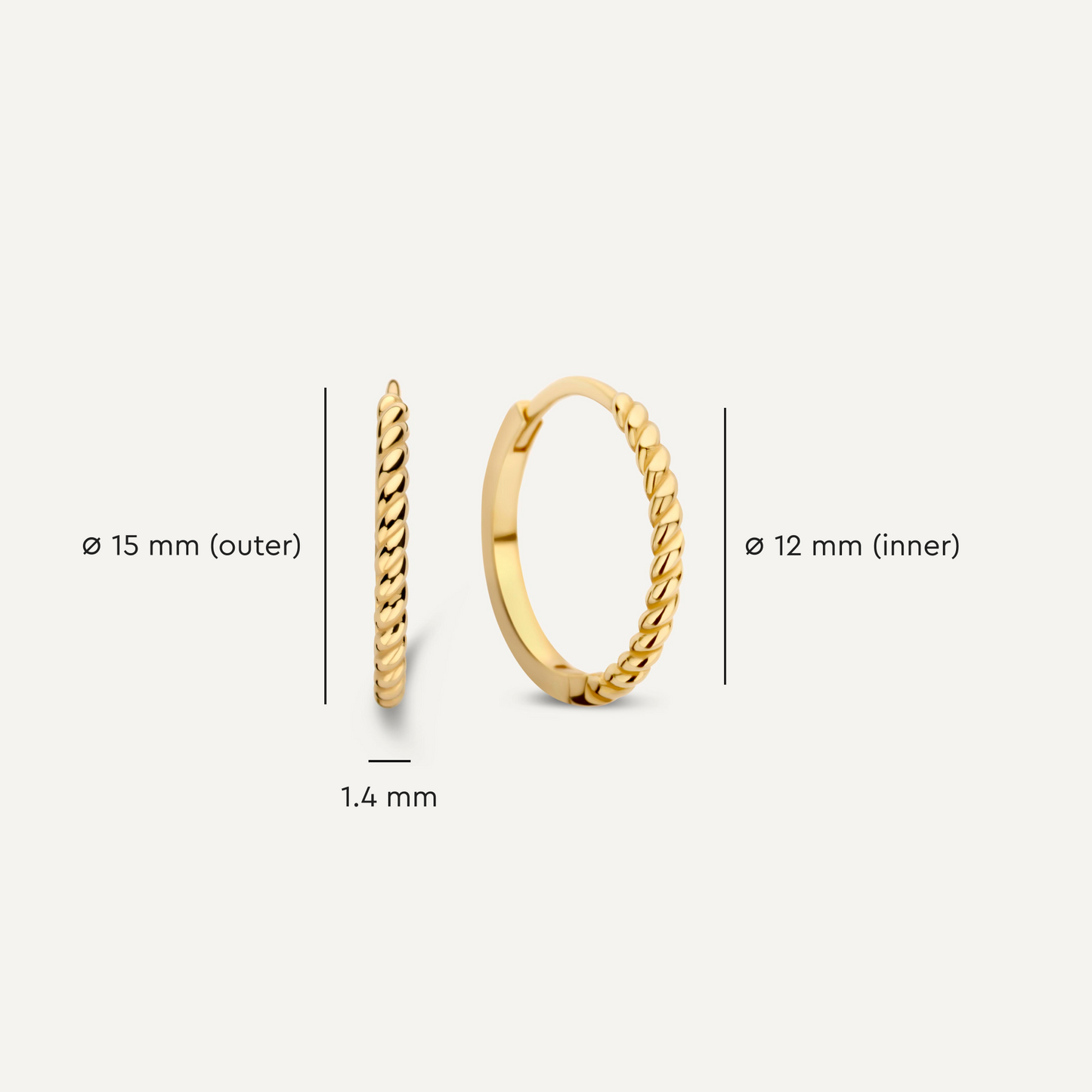 Twisted Small Hoops (15mm)