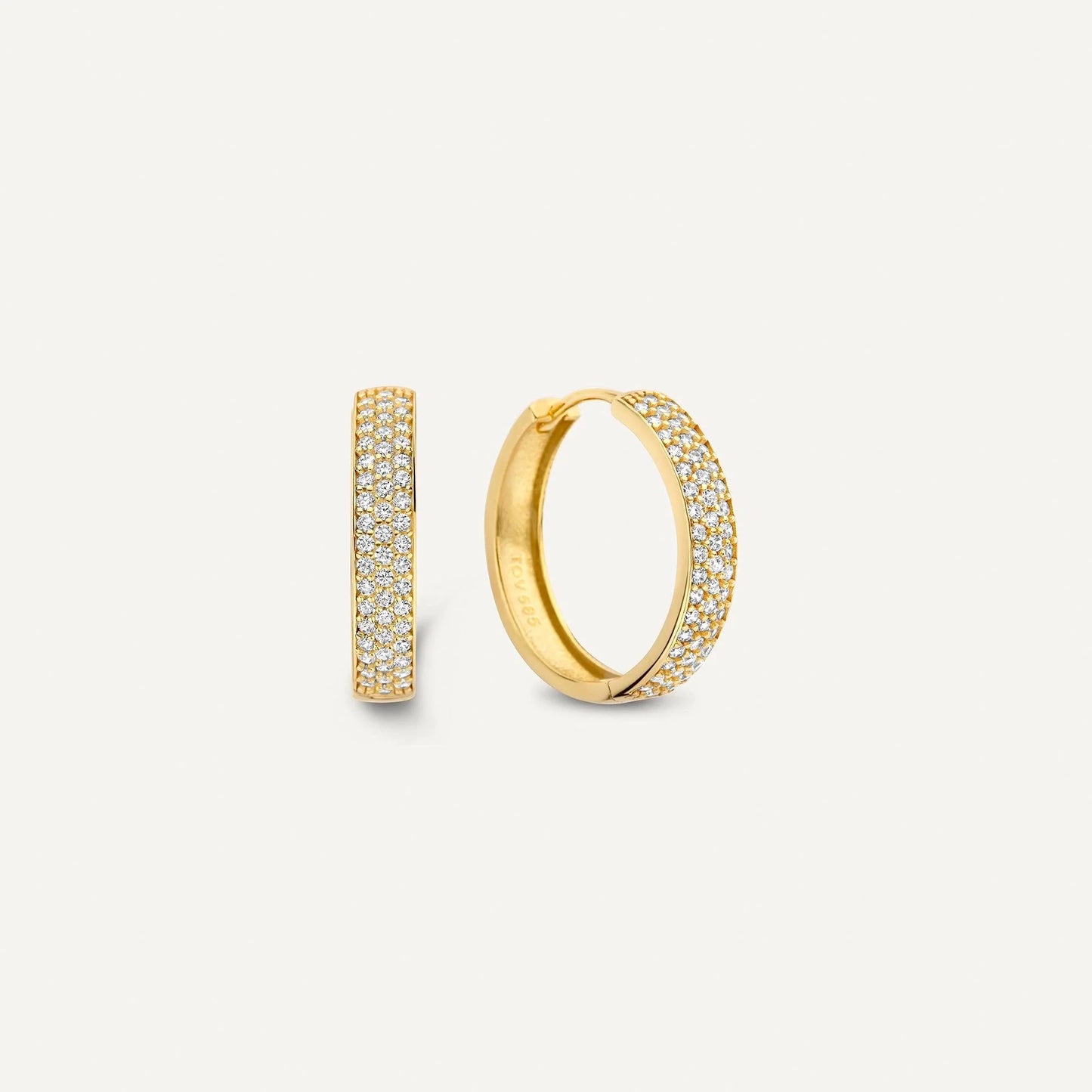 Pave Moissanite Bold Medium Hoops (18mm)
