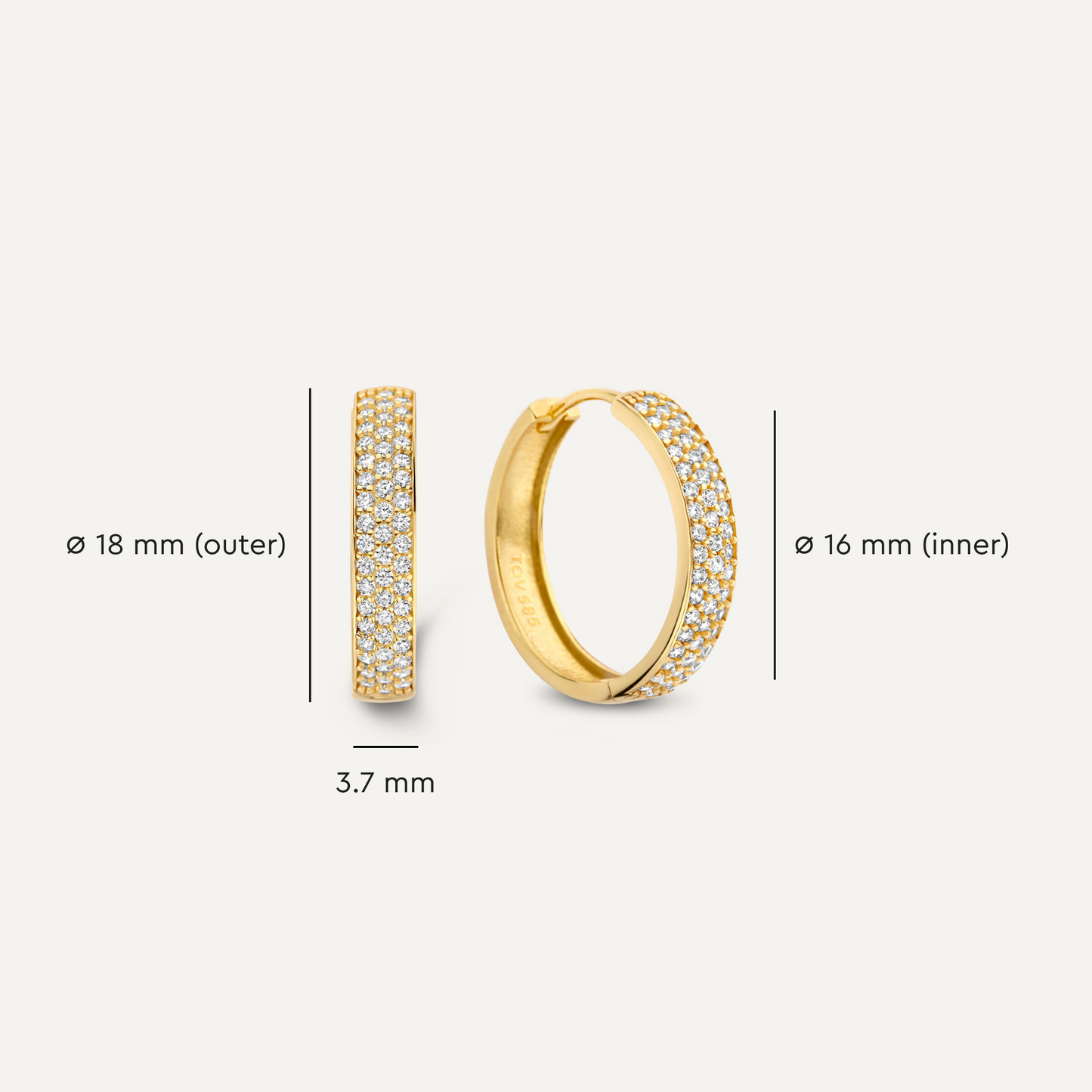 Pave Moissanite Bold Medium Hoops (18mm)