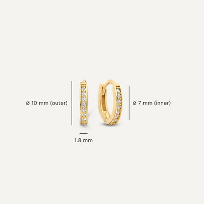 Pav¨¦ Cubic Zirconia Oval Small Huggie Hoops (10mm)