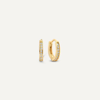 Pav¨¦ Cubic Zirconia Oval Small Huggie Hoops (10mm)