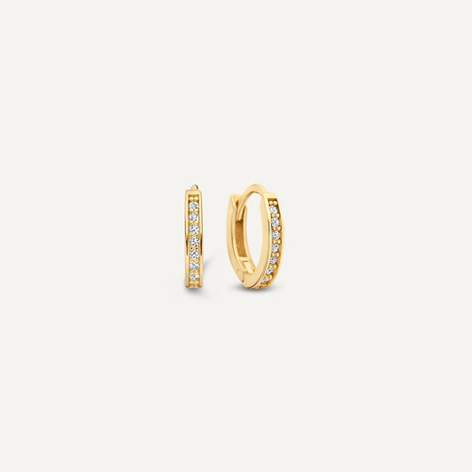 Pav¨¦ Cubic Zirconia Oval Small Huggie Hoops (10mm)