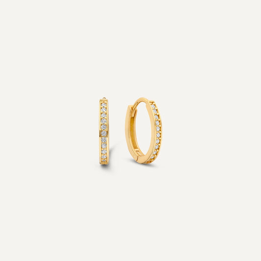 Pav¨¦ Cubic Zirconia Oval Huggie Hoops (12mm)