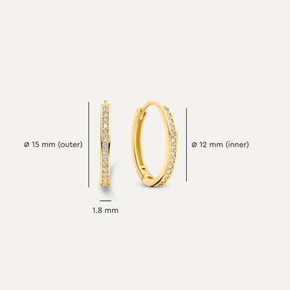 Pav¨¦ Cubic Zirconia Oval Small Hoops (15mm)