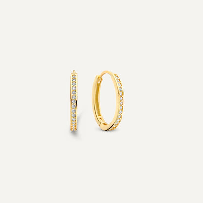 Pav¨¦ Cubic Zirconia Oval Small Hoops (15mm)