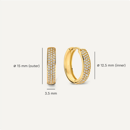 Pav¨¦ Cubic Zirconia Bold Small Hoops (15mm)