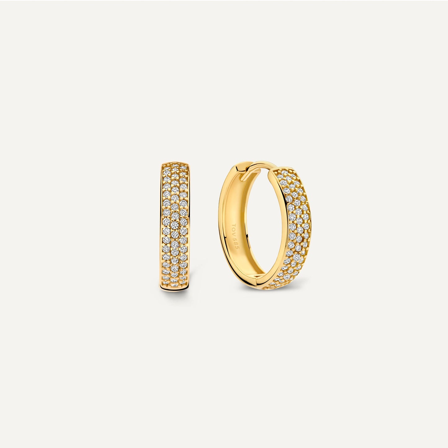 Pav¨¦ Cubic Zirconia Bold Small Hoops (15mm)