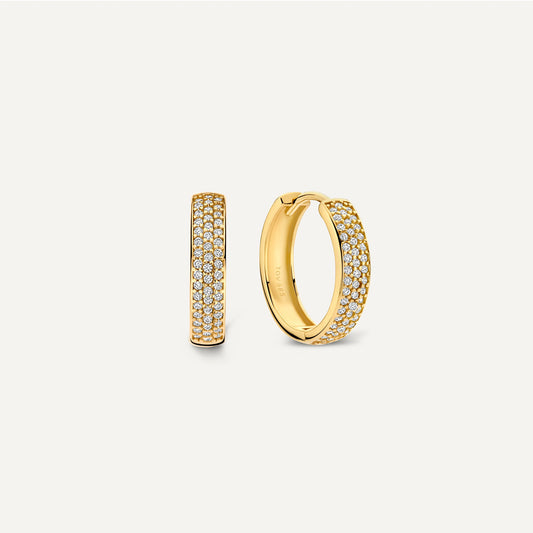 Pav¨¦ Cubic Zirconia Bold Small Hoops (15mm)