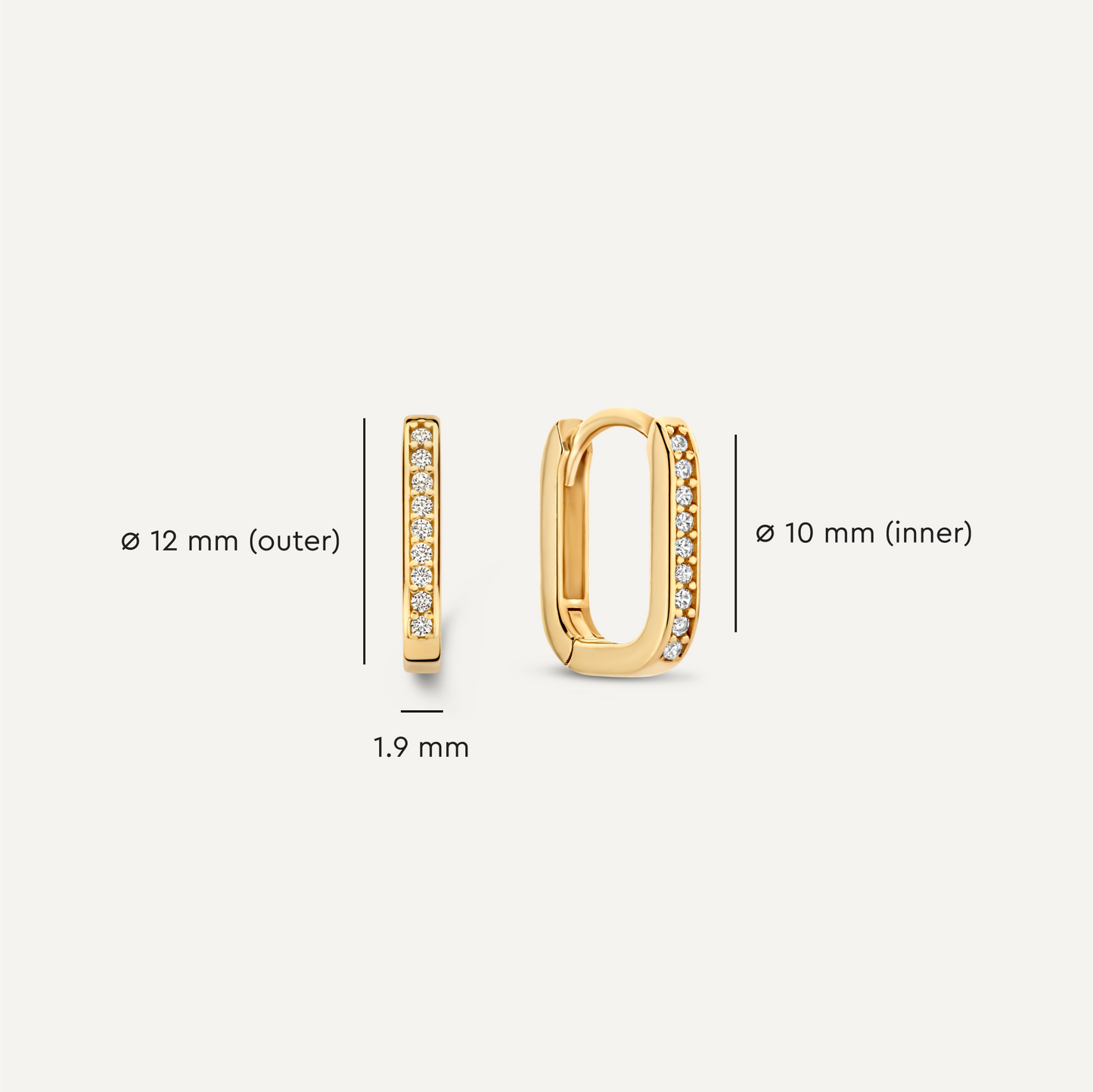 Pav¨¦ Cubic Zirconia Huggie U Hoops (12mm)