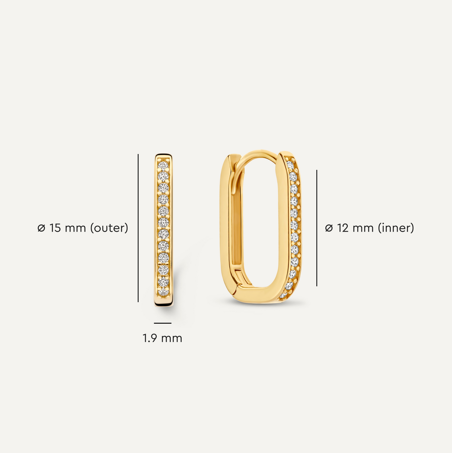 Pav¨¦ Cubic Zirconia Small U Hoops (15mm)