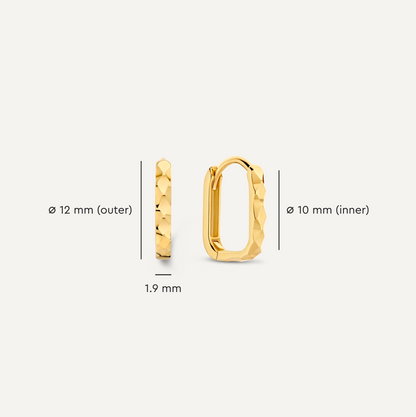 Hammered Huggie U Hoops (12mm)