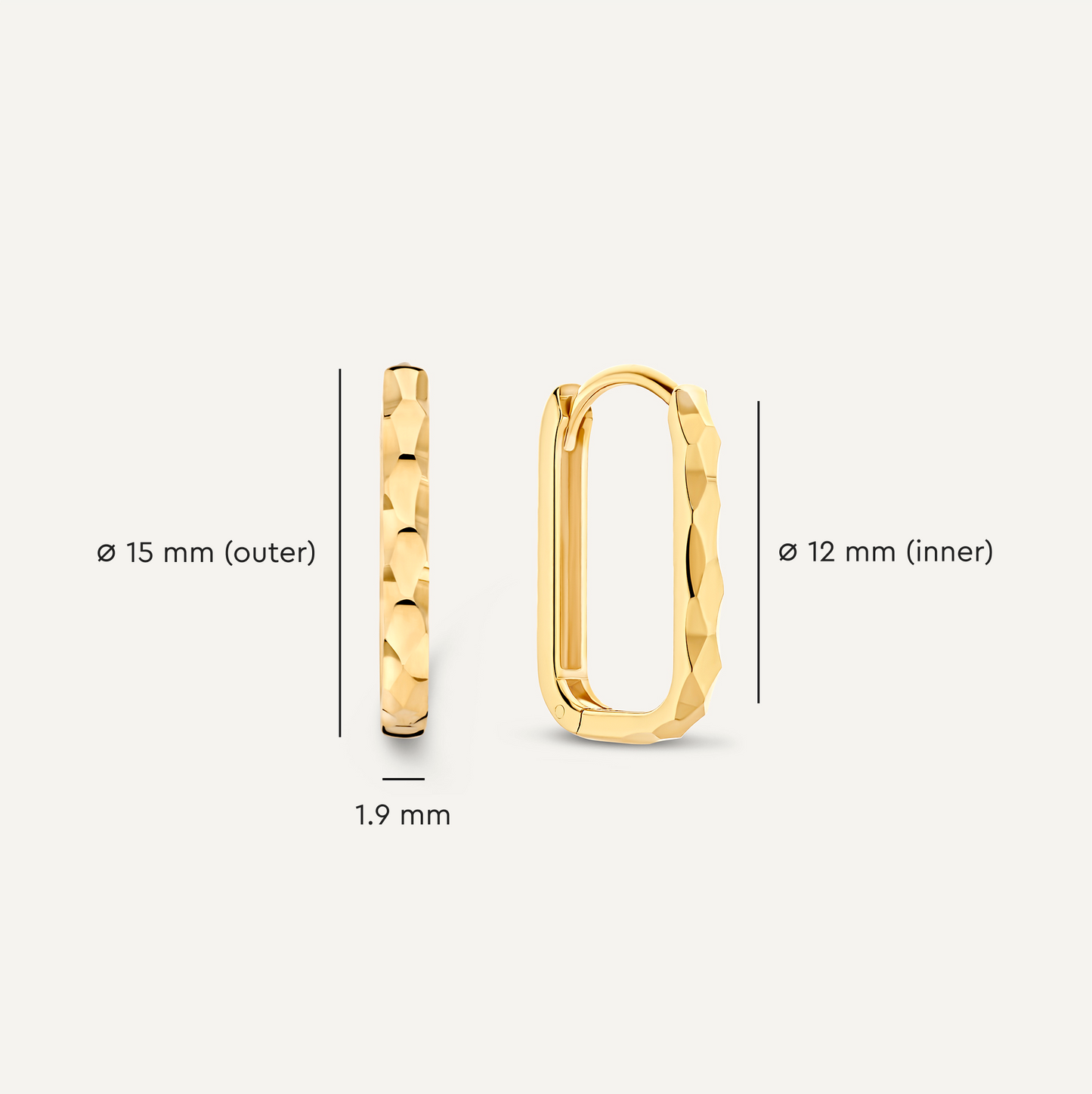 Hammered Small U Hoops (15mm)