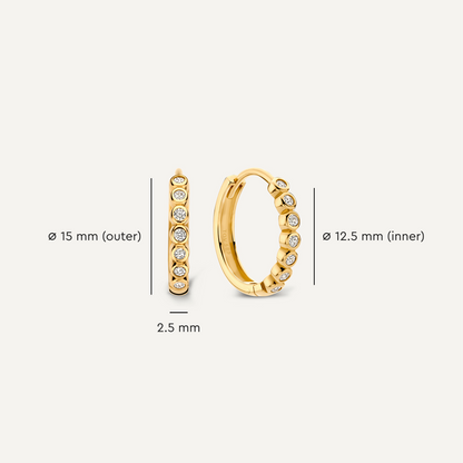 Bezel Set Cubic Zirconia Small Hoops (15mm)