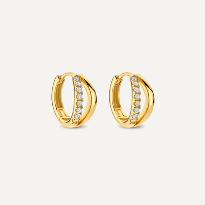Pav¨¦ Cubic Zirconia Double Huggie Hoops (12mm)