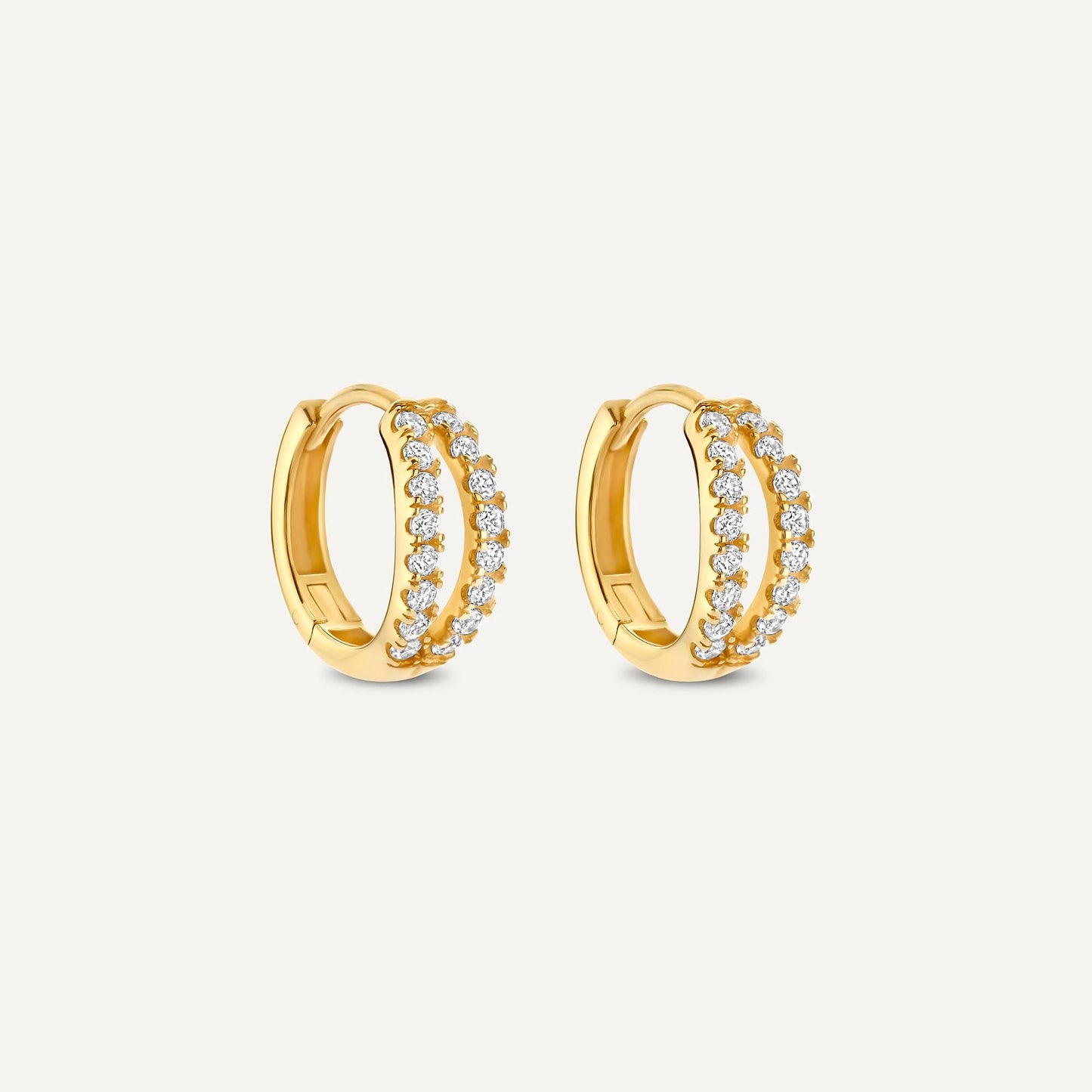 Sparkling Pav¨¦ Cubic Zirconia Double Huggie Hoops (12mm)