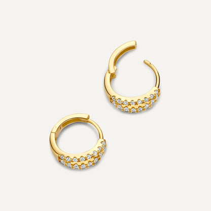 Sparkling Pav¨¦ Cubic Zirconia Double Huggie Hoops (12mm)