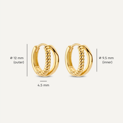 Twisted Double Huggie Hoops (12mm)