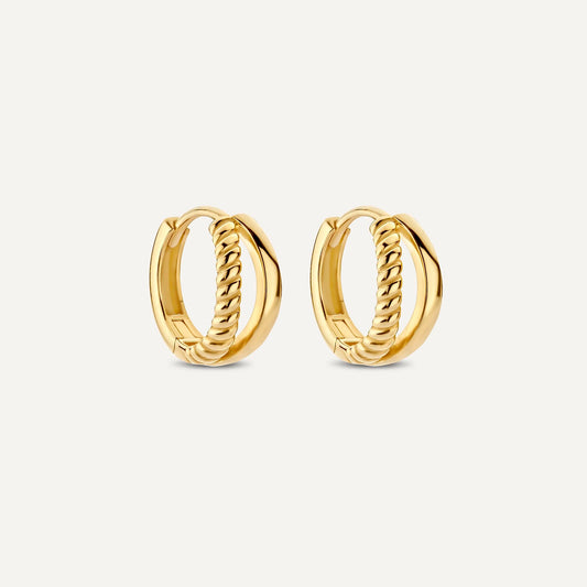 Twisted Double Huggie Hoops (12mm)