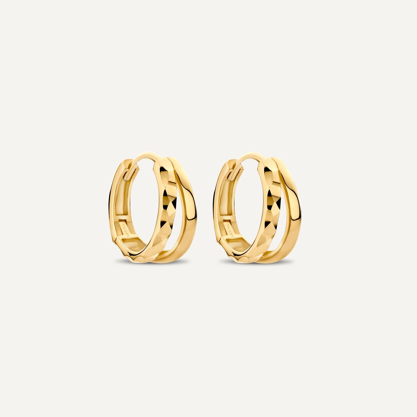 Hammered Double Huggie Hoops (12mm)