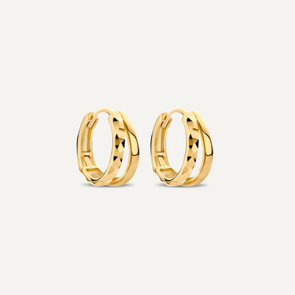 Hammered Double Huggie Hoops (12mm)