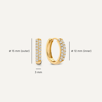 Sparkling Pav¨¦ Cubic Zirconia Huggie Hoops (15mm)