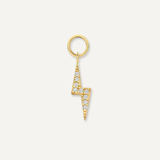 Pave Moissanite Lightning Bolt Hoop Charm