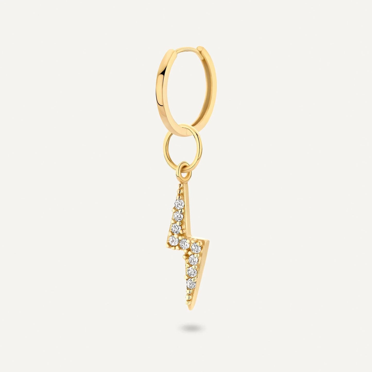 Pave Moissanite Lightning Bolt Hoop Charm