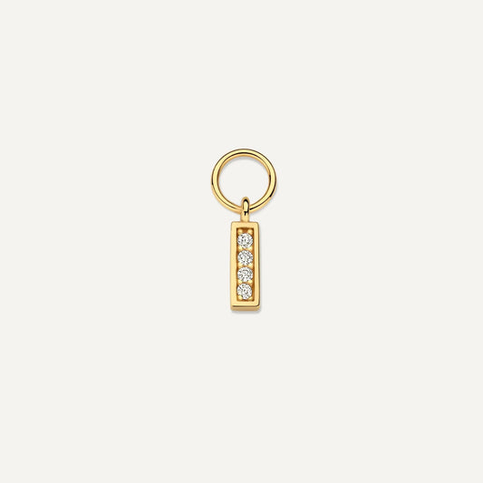 Pav¨¦ Cubic Zirconia Bold Bar Hoop Charm