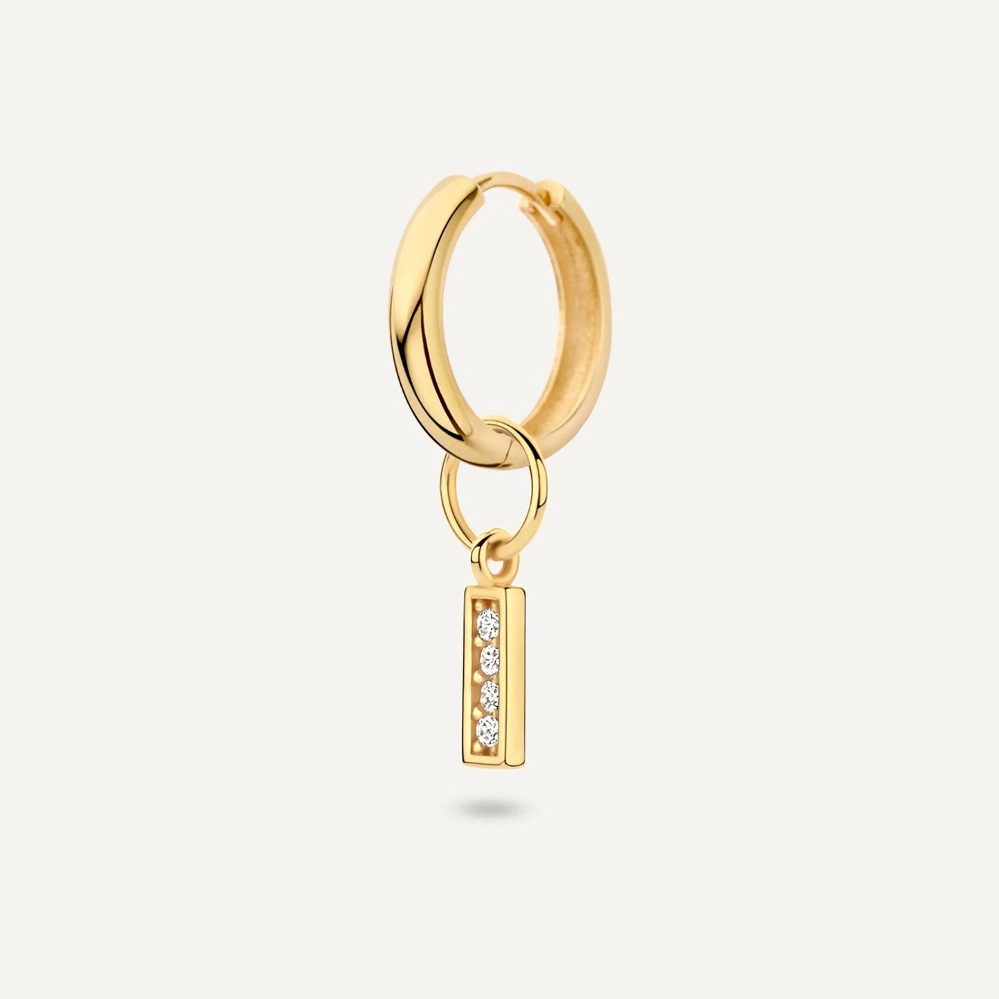 Pav¨¦ Cubic Zirconia Bold Bar Hoop Charm
