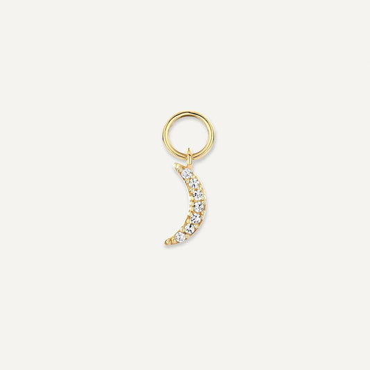 Pave Moissanite Moon Hoop Charm