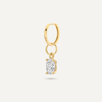 Oval Cut Moissanite Hoop Charm