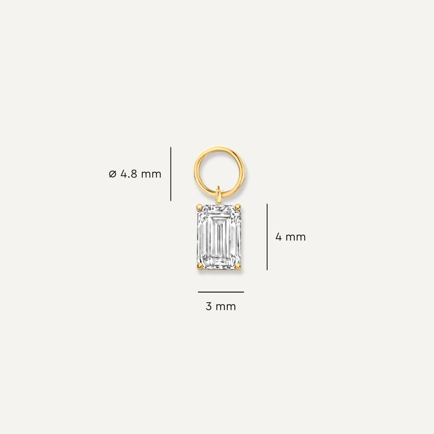 Emerald Cut Moissanite Hoop Charm
