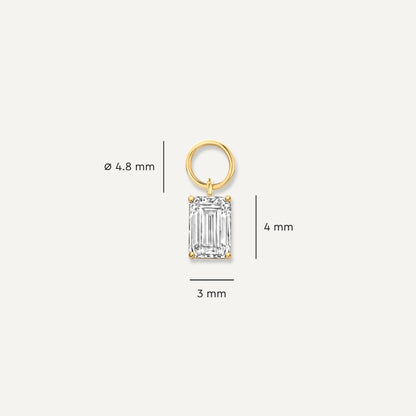 Emerald Cut Moissanite Hoop Charm