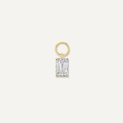 Emerald Cut Moissanite Hoop Charm