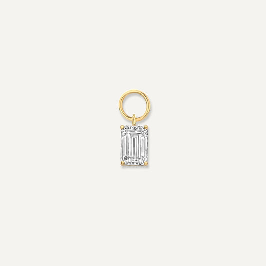 Emerald Cut Moissanite Hoop Charm